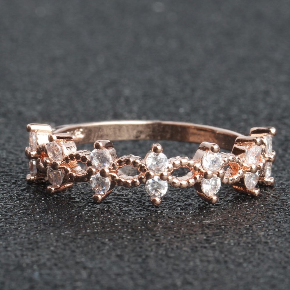 NEW 18K Rose Gold Double Round Diamond Ring - Picture 5 of 9
